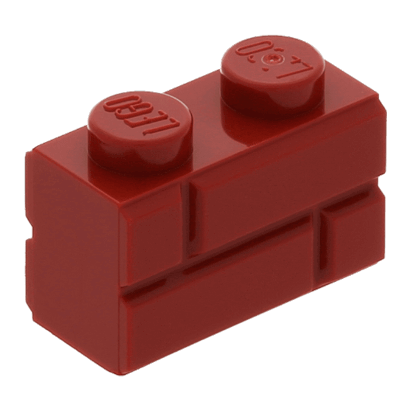 Кубик 4шт Lego Модифікована with Masonry Profile 1 x 2 98283 6093908 Dark Red Б/У - Retromagaz