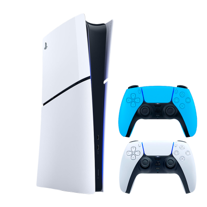 Набор Консоль Sony PlayStation 5 Slim Digital Edition 1TB White Новый  + Геймпад Беспроводной DualSense Ice Blue - Retromagaz