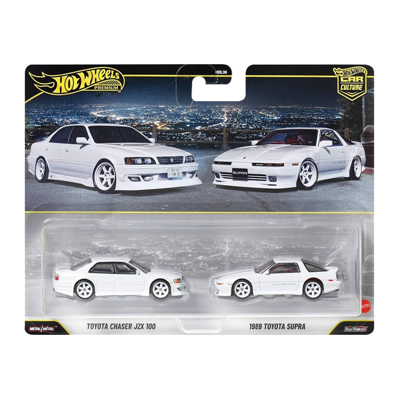 Машинка Premium 2шт Hot Wheels Toyota Chaser JZX 100 / 1989 Toyota Supra 2-Packs 1:64 JHW57 White - Retromagaz