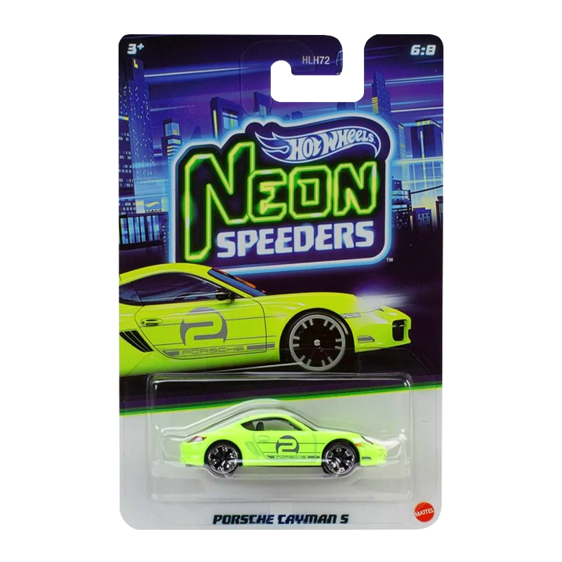 Тематическая Машинка Hot Wheels Porsche Cayman S Neon Speeders 1:64 JKY07 Green - Retromagaz