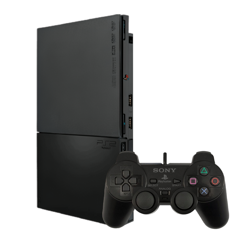 Набор Консоль Sony PlayStation 2 Slim SCPH-9xxx Free MC Boot 16GB Black + 5 Встроенных Игр Б/У  + Геймпад Проводной DualShock 2 - Retromagaz