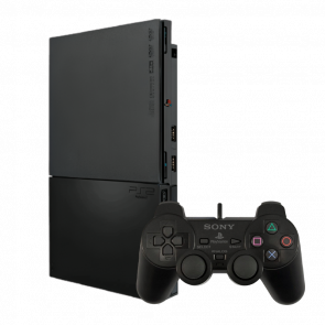 Набір Консоль Sony PlayStation 2 Slim SCPH-9xxx Free MC Boot Black + 5 Вбудованих Ігор Б/У  + Геймпад Дротовий DualShock 2 - Retromagaz