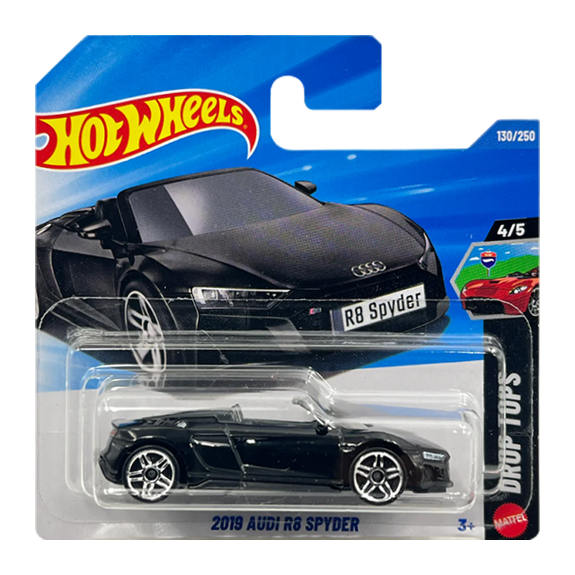 Машинка Базовая Hot Wheels 2019 Audi R8 Spyder Exotics 1:64 JJJ84 Black - Retromagaz