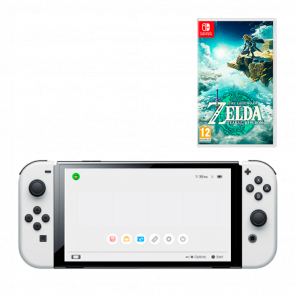 Набір Консоль Nintendo Switch OLED Model HEG-001 64GB White Новий  + Гра The Legend of Zelda: Tears of the Kingdom Російська Озвучка - Retromagaz