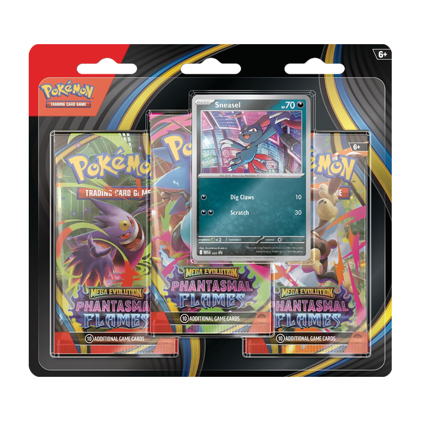 Картки Колекційна Гра Pokemon Mega Evolution Phantasmal Flames 3 Pack Blister - Retromagaz