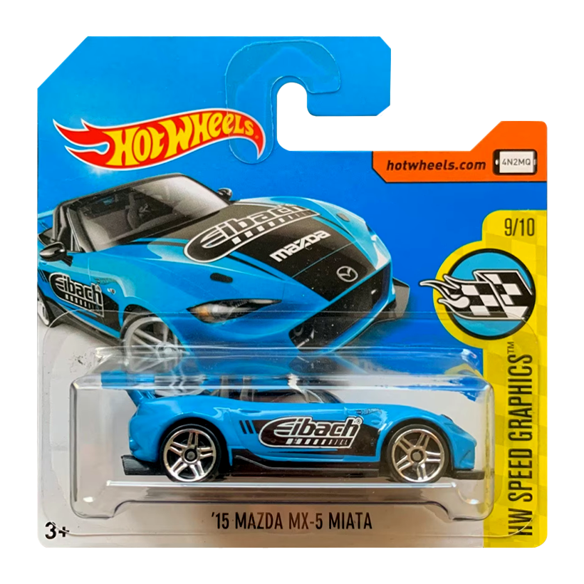 Машинка Базова Hot Wheels '15 Mazda MX-5 Miata Speed Graphics 1:64 DVB63 Blue - Retromagaz