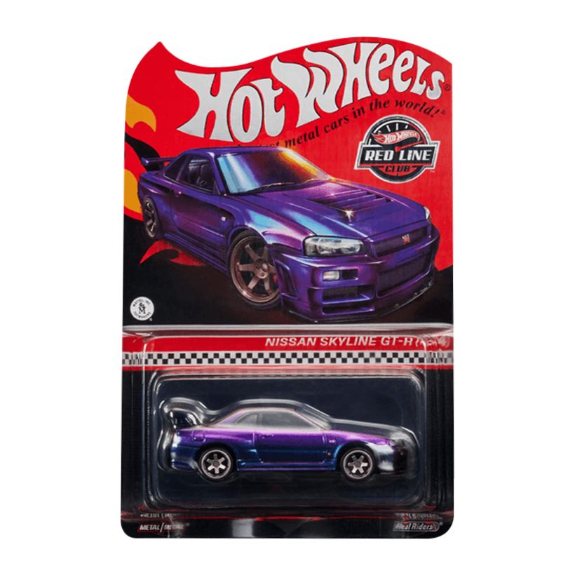 Машинка Premium Hot Wheels Nissan Skyline GT-R (BNR34) Red Line Club RLC 1:64 HWF14 Purple - Retromagaz