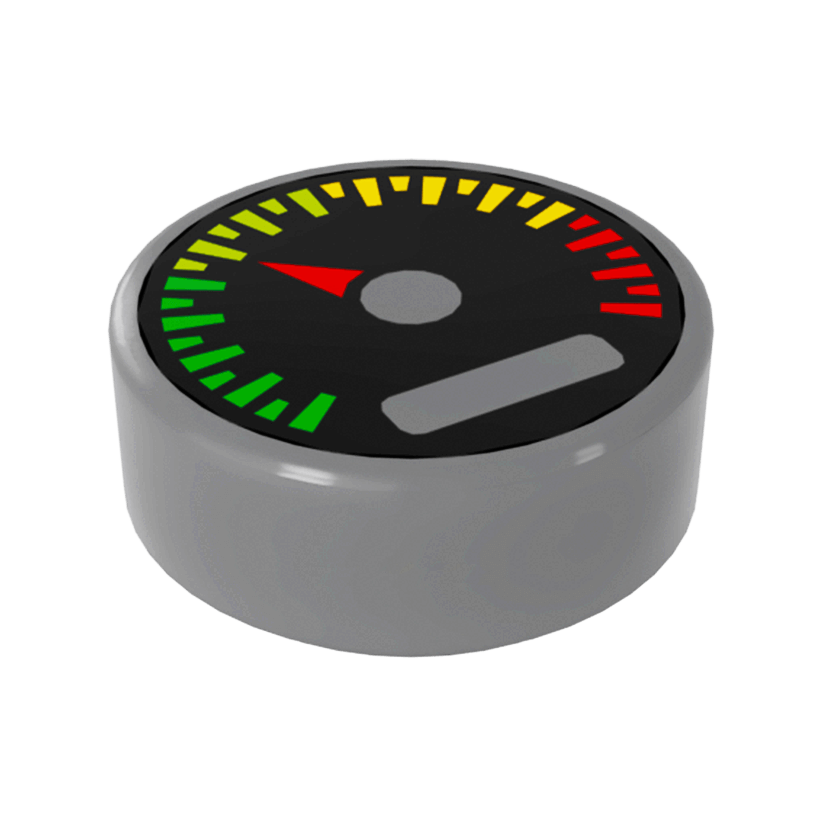 Плитка 10шт Lego Кругла Декоративна Black Gauge with Red Pointer 1 x 1 98138pb010 35381pb010 6030333 6287877 Flat Silver Б/У - Retromagaz