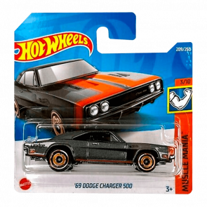 Машинка Базовая Hot Wheels '69 Dodge Charger 500 Muscle Mania 1:64 HCV71 Grey