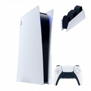Набор Консоль Sony PlayStation 5 Blu-ray 825GB White Б/У  + Геймпад Беспроводной DualSense + Зарядное Устройство Проводной для DualSense - Retromagaz