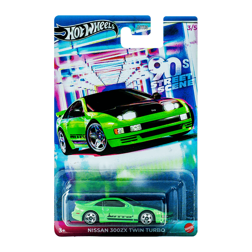 Тематична Машинка Hot Wheels Nissan 300ZX Twin Turbo '90s Street Scene 1:64 JCB59 GDG44 Green - Retromagaz