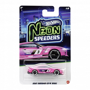 Тематична Машинка Hot Wheels 2017 Nissan GT-R (R35) Neon Speeders 1:64 JKY01 Pink - Retromagaz