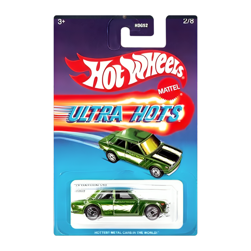 Тематическая Машинка Hot Wheels '71 Datsun 510 Ultra Hots 1:64 HDG52/HRX09 Green - Retromagaz