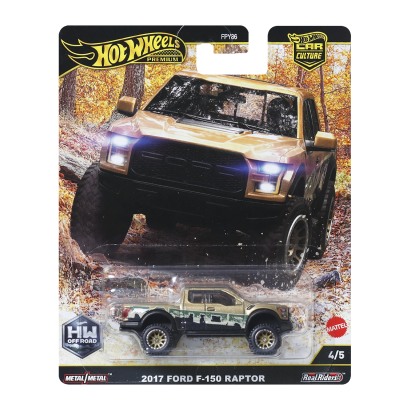 Машинка Premium Hot Wheels 2017 Ford F-150 Raptor Off-Road 1:64 JBK70 Brown - Retromagaz