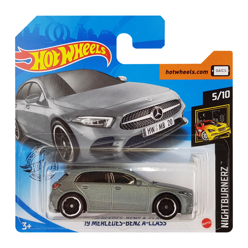 Машинка Базова Hot Wheels '19 Mercedes-Benz A-Class Nightburnerz 1:64 GHF60 Grey - Retromagaz