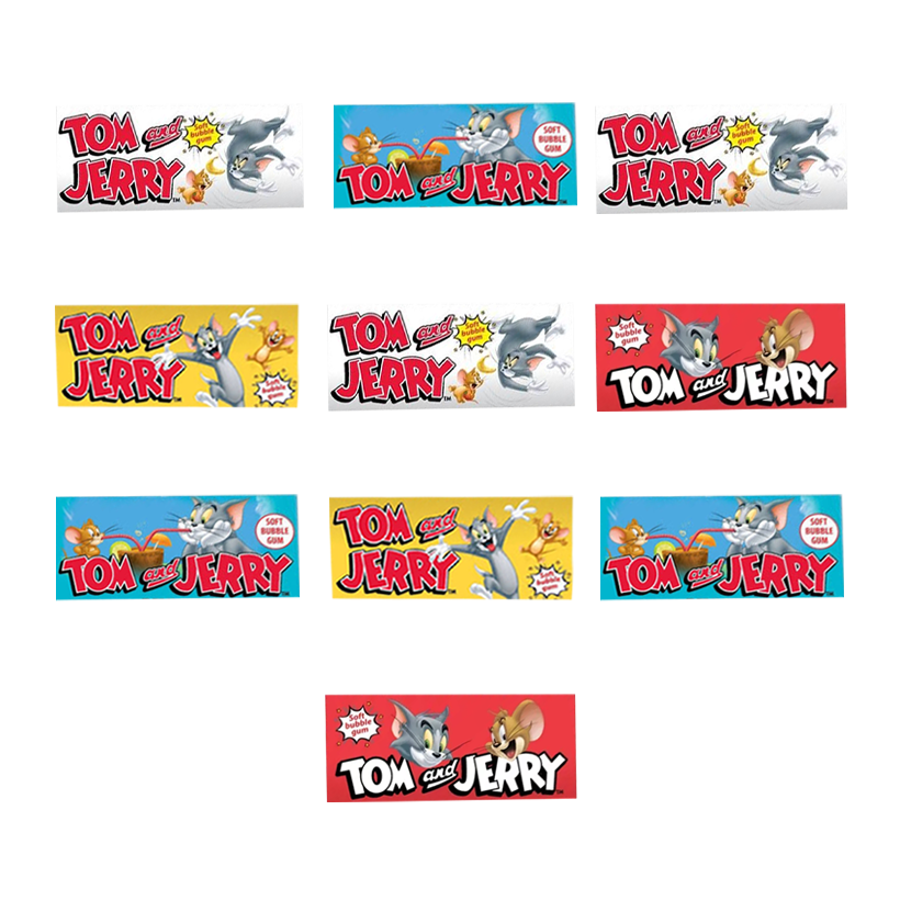 Набор Жевательная Резинка 10шт Tom and Jerry Bubble Gum с Комиксом Red Blue Yellow White 4,5g - Retromagaz
