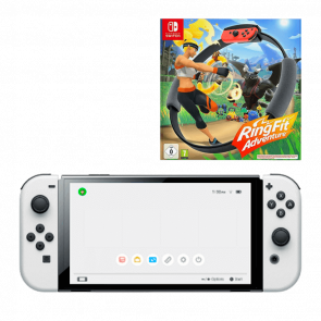 Набор Консоль Nintendo Switch OLED Model HEG-001 64GB White Новый + Игра Ring Fit Adventure Набор Консоль Nintendo Switch OLED Model HEG-001 64GB White Новый + Игра Ring Fit Adventure - Retromagaz