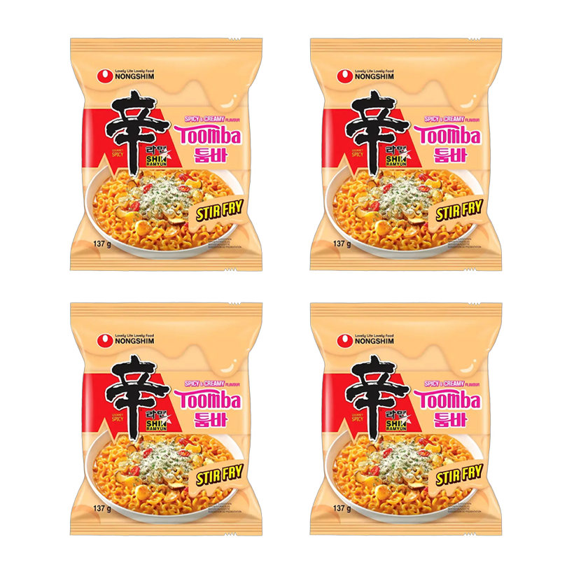 Набор Лапша 4шт Nongshim Shin Рамьон Toomba Stir Fry с Сыром и Кремом Средне Острая 137g - Retromagaz