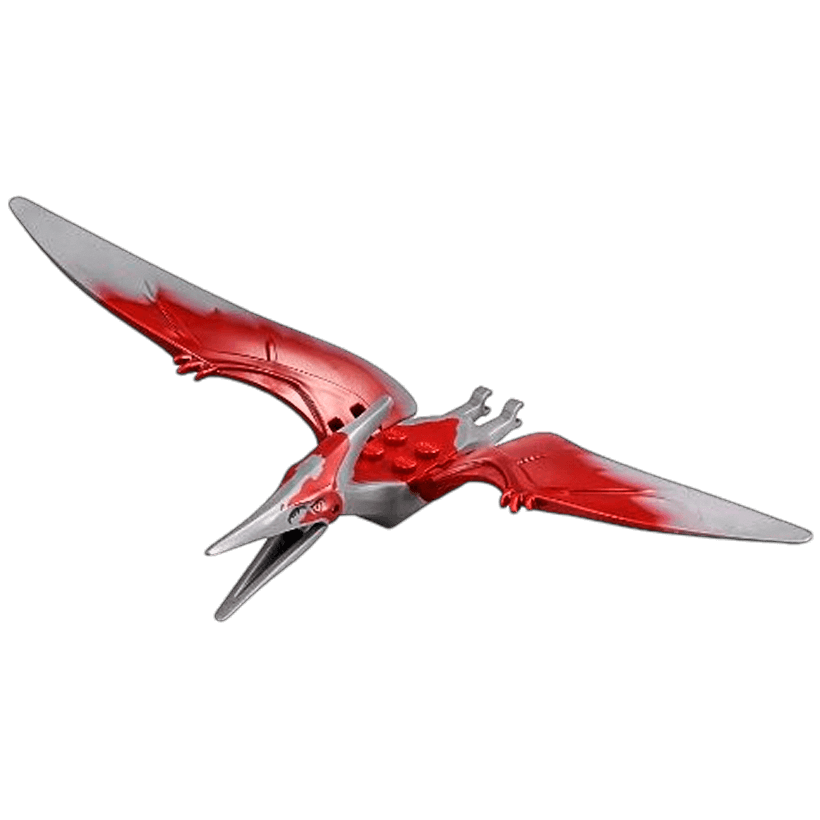 Фигурка Lego Динозавр Pteranodon with Dark Red Back and Large Curved Nostrils Animals ptera04 10756 75915 Dark Bluish Grey Б/У - Retromagaz