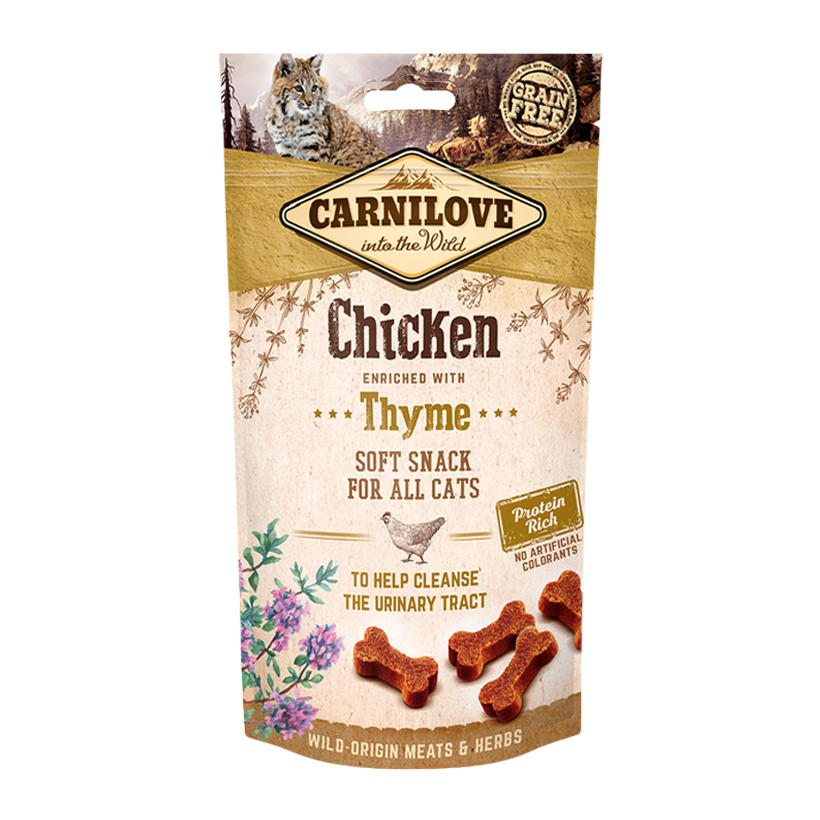 Лакомства для Кошек Carnilove Soft Snack Chicken with Thyme 50g - Retromagaz