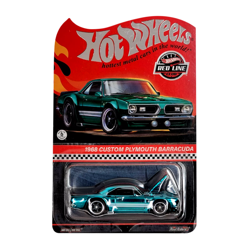 Машинка Premium Hot Wheels 1968 Custom Plymouth Barracuda Red Line Club RLC 1:64 HWF13 Teal - Retromagaz