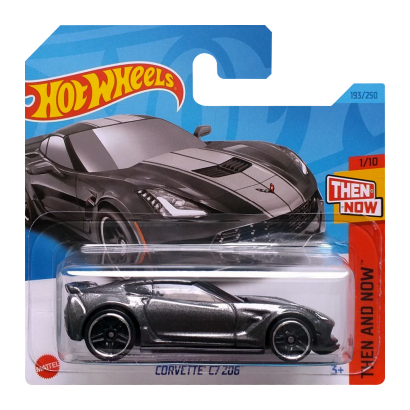Машинка Базовая Hot Wheels Corvette C7 Z06 Then and Now 1:64 HKJ40 Grey - Retromagaz