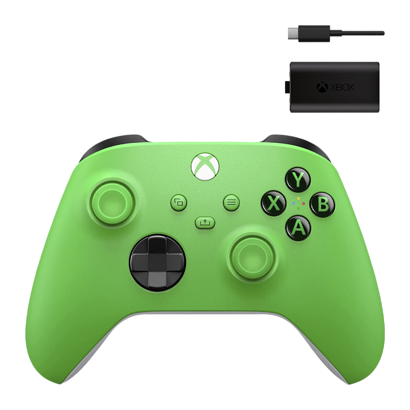 Набір Геймпад Бездротовий Microsoft Xbox Series Controller Velocity Green Новий  + Акумулятор Play and Charge Kit + Кабель USB Type-C Black - Retromagaz