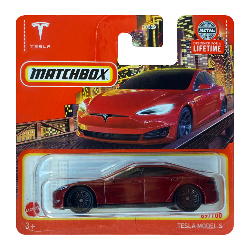 Машинка Большой Город Matchbox Tesla Model S Metro 1:64 HVN70 Red - Retromagaz