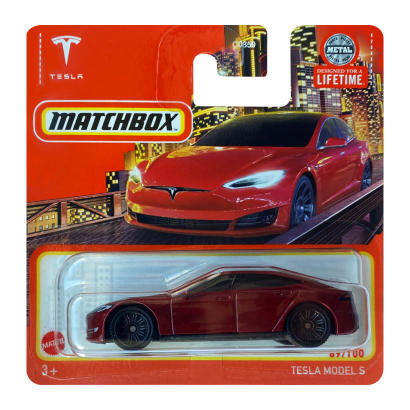 Машинка Велике Місто Matchbox Tesla Model S Metro 1:64 HVN70 Red - Retromagaz