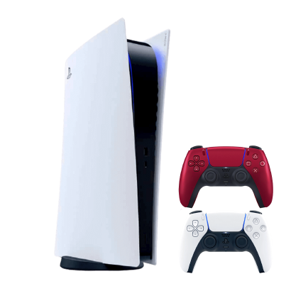 Набір Консоль Sony PlayStation 5 Digital Edition 825GB White Новий  + Геймпад Бездротовий DualSense Volcanic Red - Retromagaz