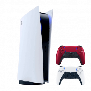 Набір Консоль Sony PlayStation 5 Digital Edition 825GB White Новий  + Геймпад Бездротовий DualSense Volcanic Red