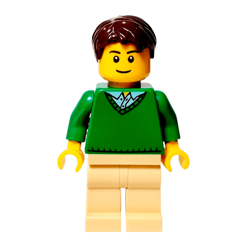 Фігурка Lego People 973pb0708 Green V-Neck Sweater City cty0547 Б/У - Retromagaz