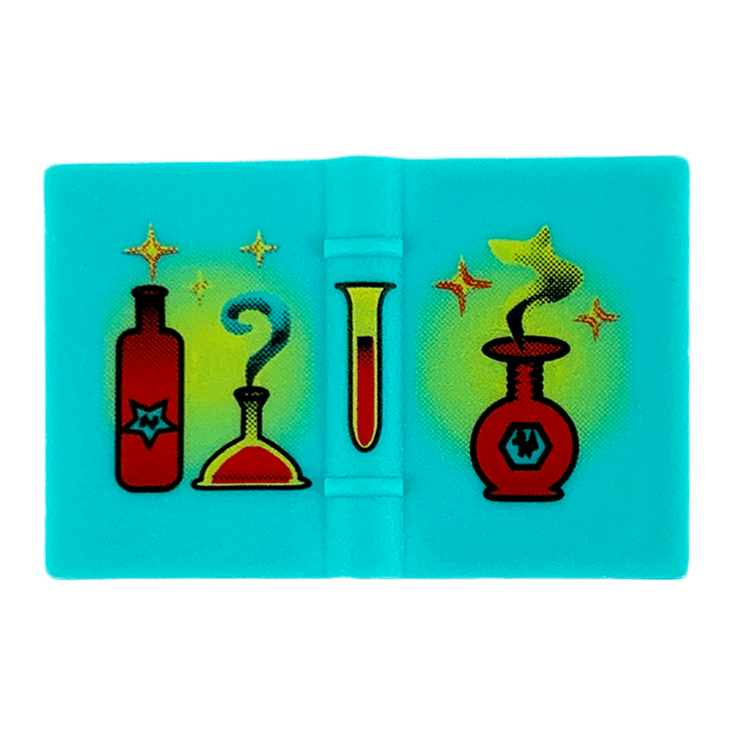 Книга Lego Book 2 x 3 with Red and Yellow Bottles Flasks and Sparkles Pattern 33009px1 Light Turquoise Б/У - Retromagaz