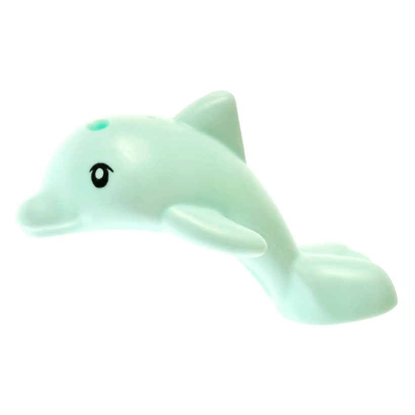 Фигурка Lego Вода Dolphin Baby Friends Jumping with Black Eyes Animals 49579pb01 1 6261282 Light Aqua Б/У - Retromagaz