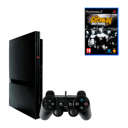 Набор Консоль Sony PlayStation 2 Slim SCPH-7xxx Europe Black Б/У  + Игра The Getaway  Monday Английская Версия - Retromagaz