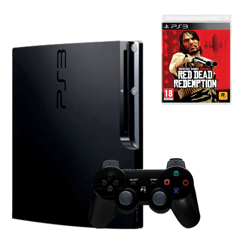 Набор Консоль Sony PlayStation 3 Slim 320GB Black Без Геймпада Б/У  + Игра Red Dead Redemption Английская Версия - Retromagaz