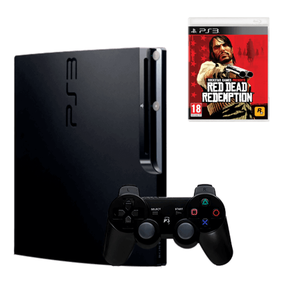 Набор Консоль Sony PlayStation 3 Slim 320GB Black Б/У  + Игра Red Dead Redemption Английская Версия - Retromagaz