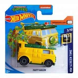 Машинка Базовая Hot Wheels Teenage Mutant Ninja Turtles Party Wagon Screen Time 1:64 GHB47 Yellow
