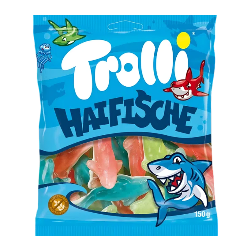 Цукерки Жувальні Trolli Sharks 150g - Retromagaz