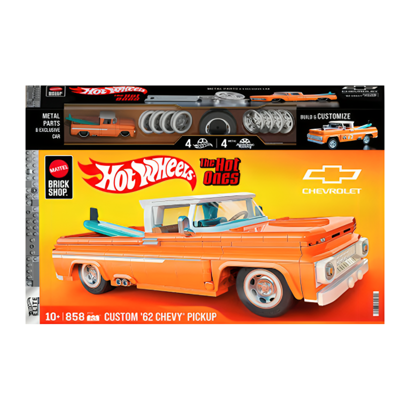 Конструктор Hot Wheels Brick Shop Elite Custom ’62 Chevy Pickup 858 деталей JFT20 Orange - Retromagaz