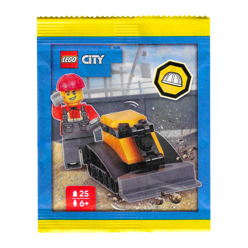 Конструктор Lego Фігурка Construction Worker with Bulldozer Paper Bag City L0002221 cty1998 Новий - Retromagaz