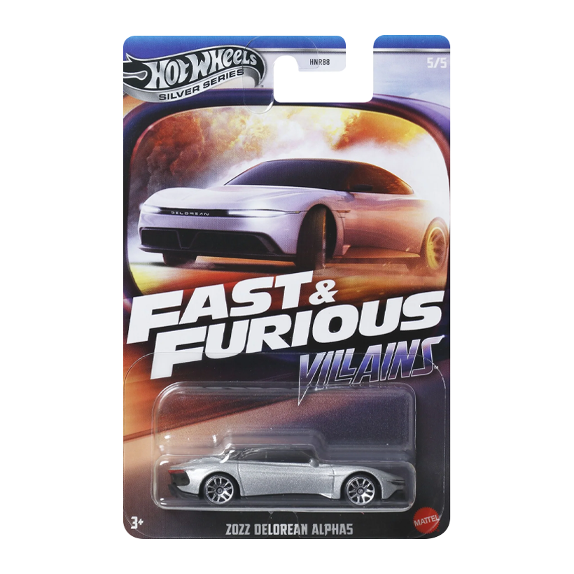 Тематична Машинка Hot Wheels 2022 DeLorean Alpha5 Villains Fast & Furious 1:64 JBY38 Silver - Retromagaz