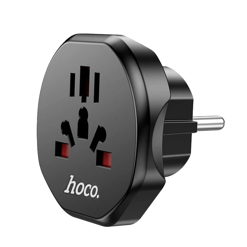 Адаптер Hoco AC6 Unimpeded Universal Conversion Plug EU Plug - US Plug Black - Retromagaz