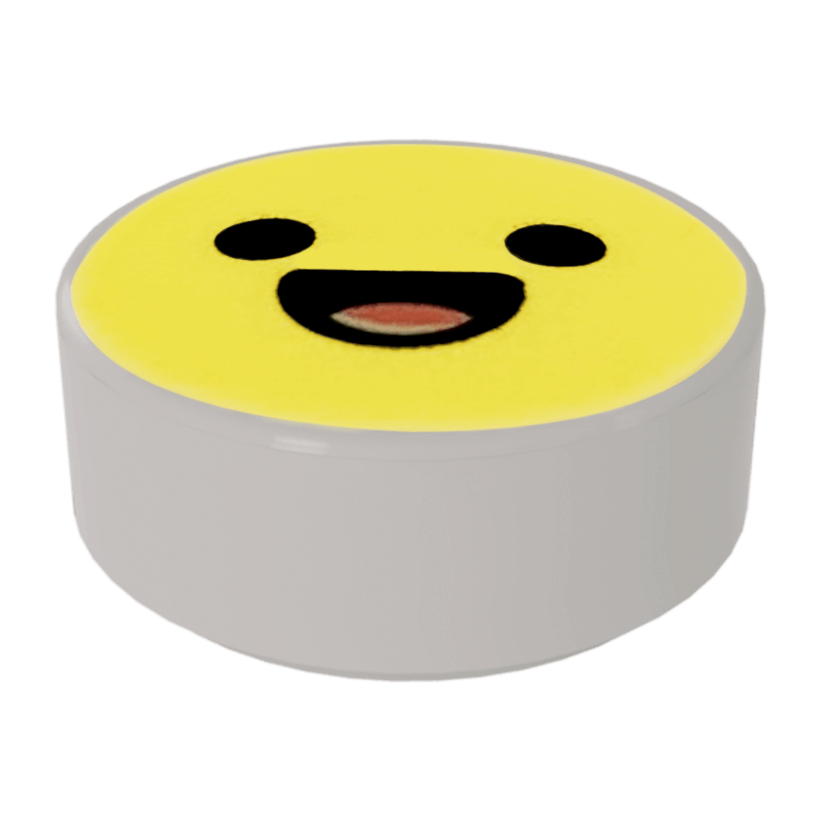 Плитка 10шт Lego Кругла Декоративна Emoji Bright Light Yellow Face Black Eyes and Open Mouth 1 x 1 98138pb127 35381pb127 6299968 White Б/У - Retromagaz