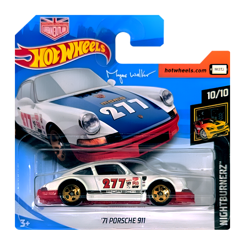 Машинка Базовая Hot Wheels Porsche '71 Porsche 911 Magnus Walker Nightburnerz 1:64 FKB02 White - Retromagaz
