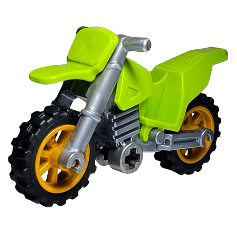 Транспорт Lego Мотоцикл Dirt Bike Black Chassis Pearl Gold Wheels 50860c03 Lime Б/У - Retromagaz