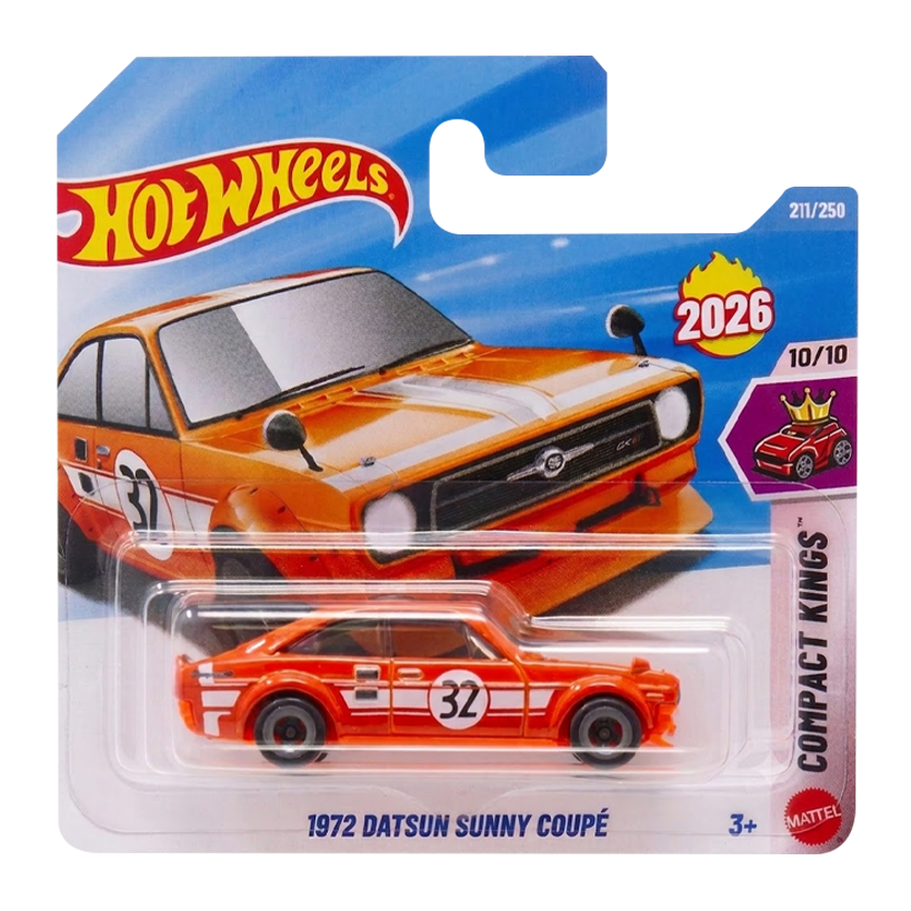 Машинка Базовая Hot Wheels 1972 Datsun Sunny Coupe Compact Kings 1:64 JJH66 Orange - Retromagaz