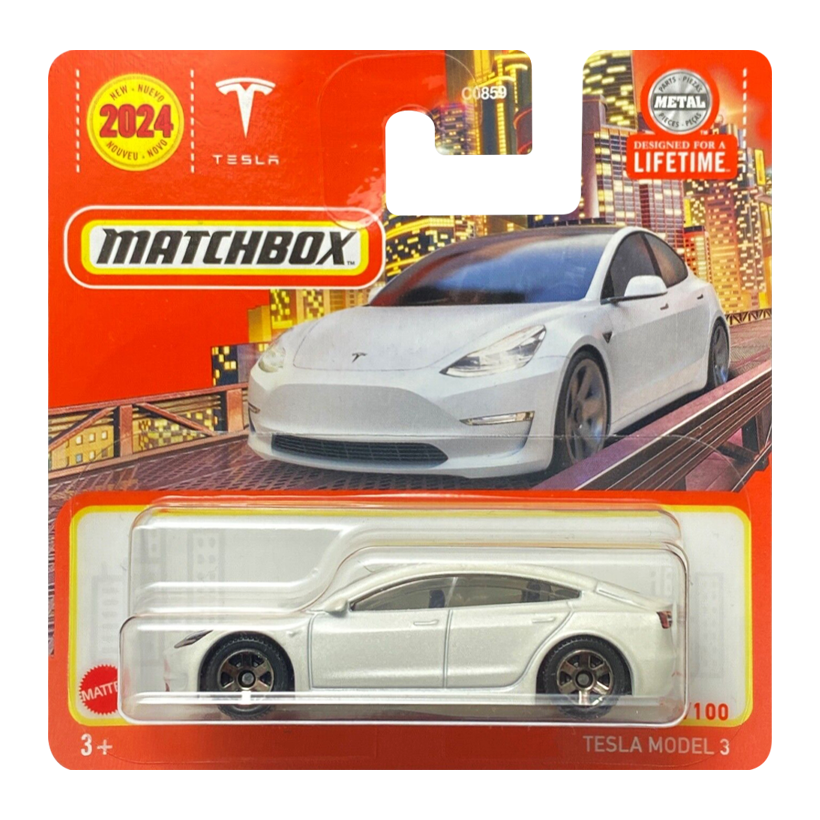 Машинка Велике Місто Matchbox Tesla Model 3 Metro 1:64 HVN50 White - Retromagaz
