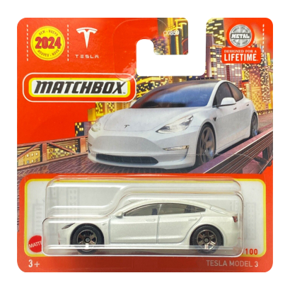 Машинка Большой Город Matchbox Tesla Model 3 Metro 1:64 HVN50 White - Retromagaz