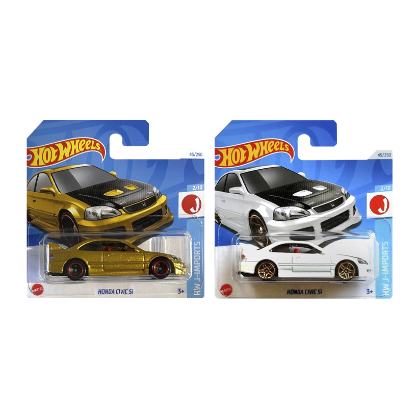 Набор Машинка Базовая Hot Wheels Honda Civic Si J-Imports 1:64 HTC41 Gold  + White - Retromagaz